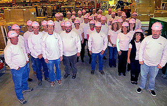 Local 68 members wear pink shirts and hardhats in support of cancer research