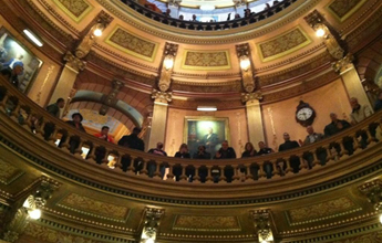 Michigan's state Capitol during right to work protests